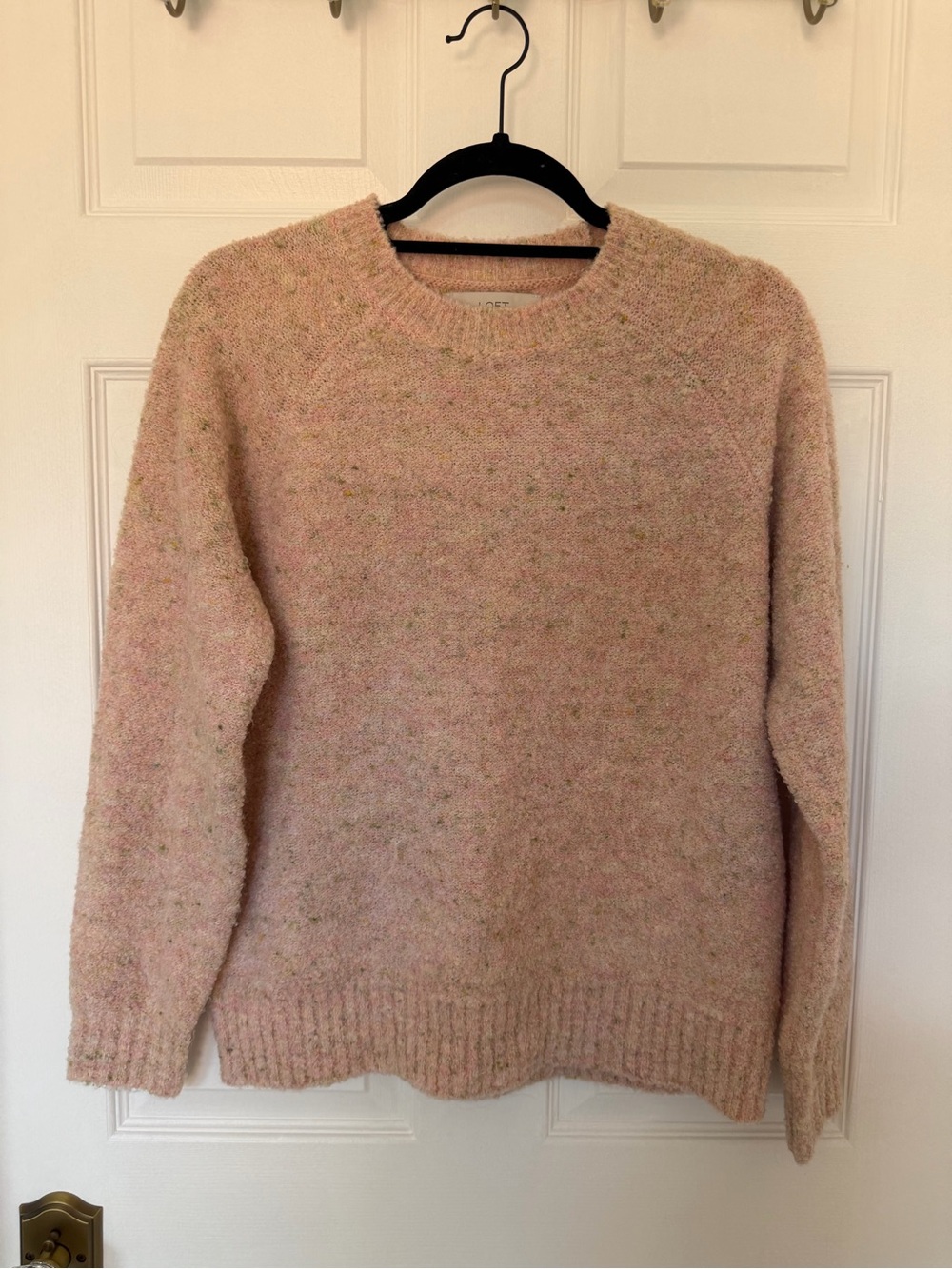 LOFT Pink Marbled Crewneck Sweater
